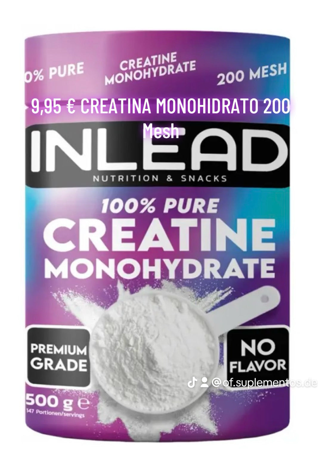 CREATINA MONOHIDRATO 500 gr / INLEAD MICRONIZADA