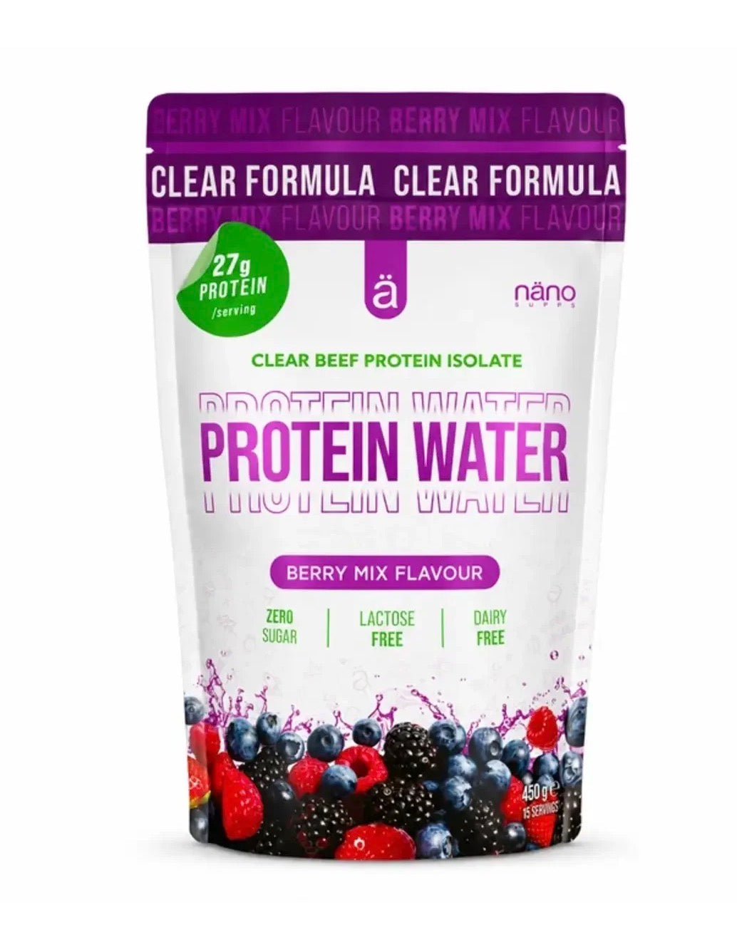 NANOSUPPS PROTEIN WATER CLEAR BEEF ISOLATE SABOR BERRY MIX 450 gr