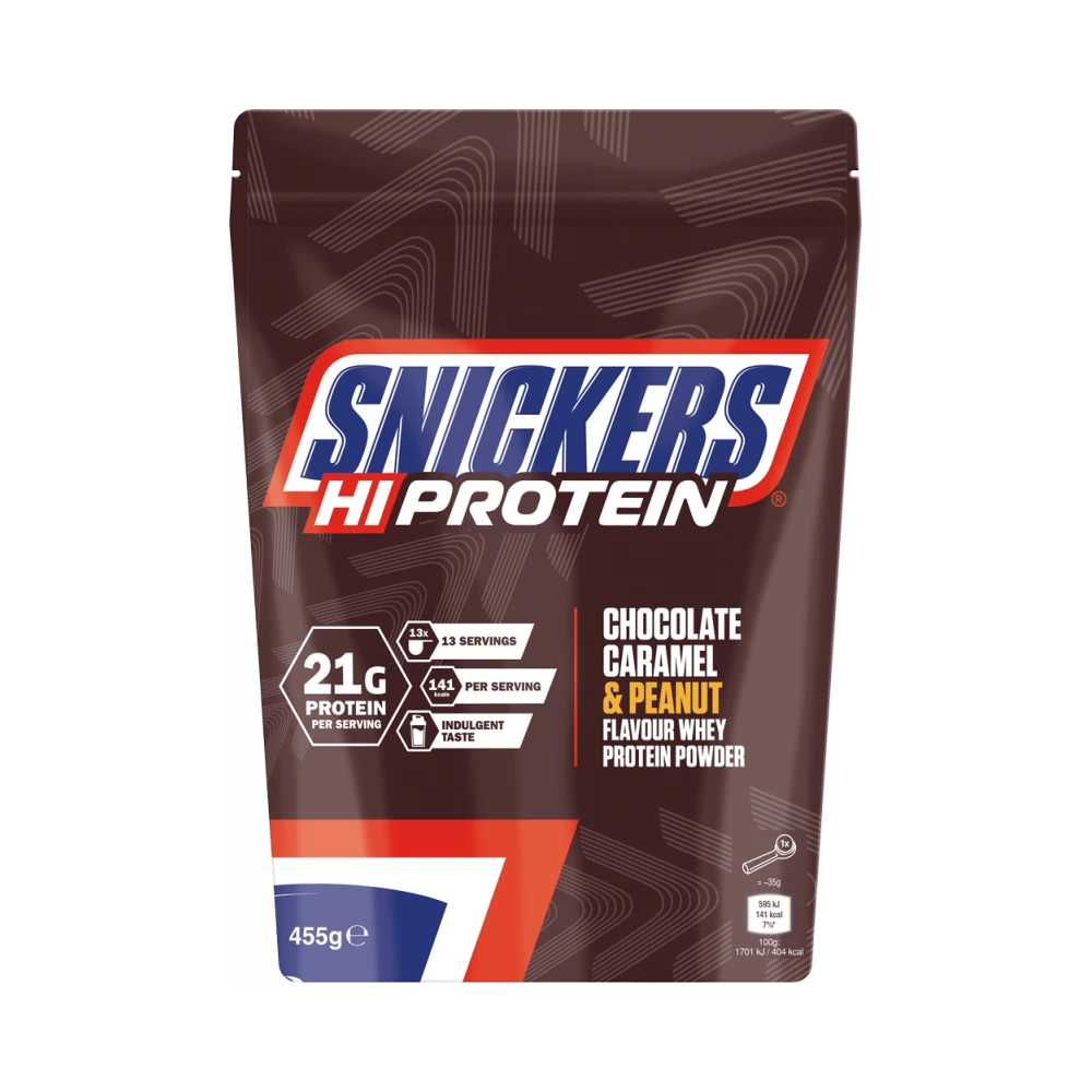 SNICKERS PROTEINA EN POLVO SABOR CHOCOLATE, CARAMELO Y CACAHUETE 455 G